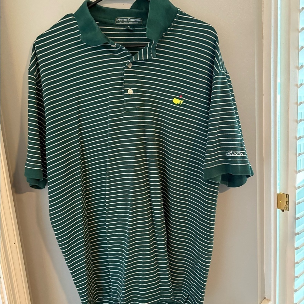 Master’s Collection Green Polo Shirt with Horizontal Stripes and Classic Collar